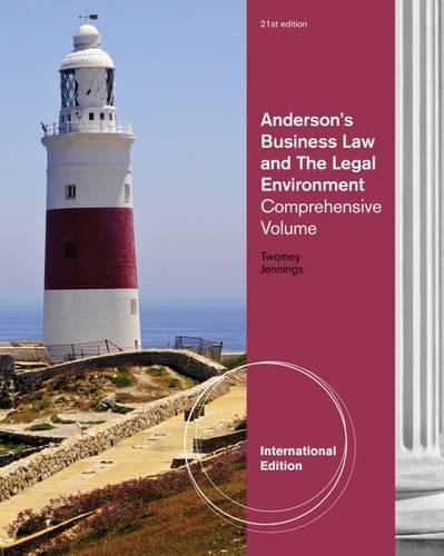 Anderson's Business Law and the Legal Environment: Comprehensive [Paperback] 21e by TWOMEY