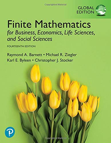 Finite Mathematics for Business, Economics, Life Sciences, and Social Sciences, Global Edition [Paperback] 14e by Barnett - Smiling Bookstore