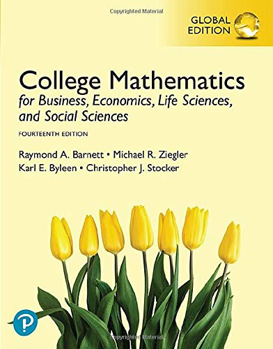 College Mathematics for Business, Economics, Life Sciences, and Social Sciences, Global Edition [Paperback] 14e by Barnett - Smiling Bookstore